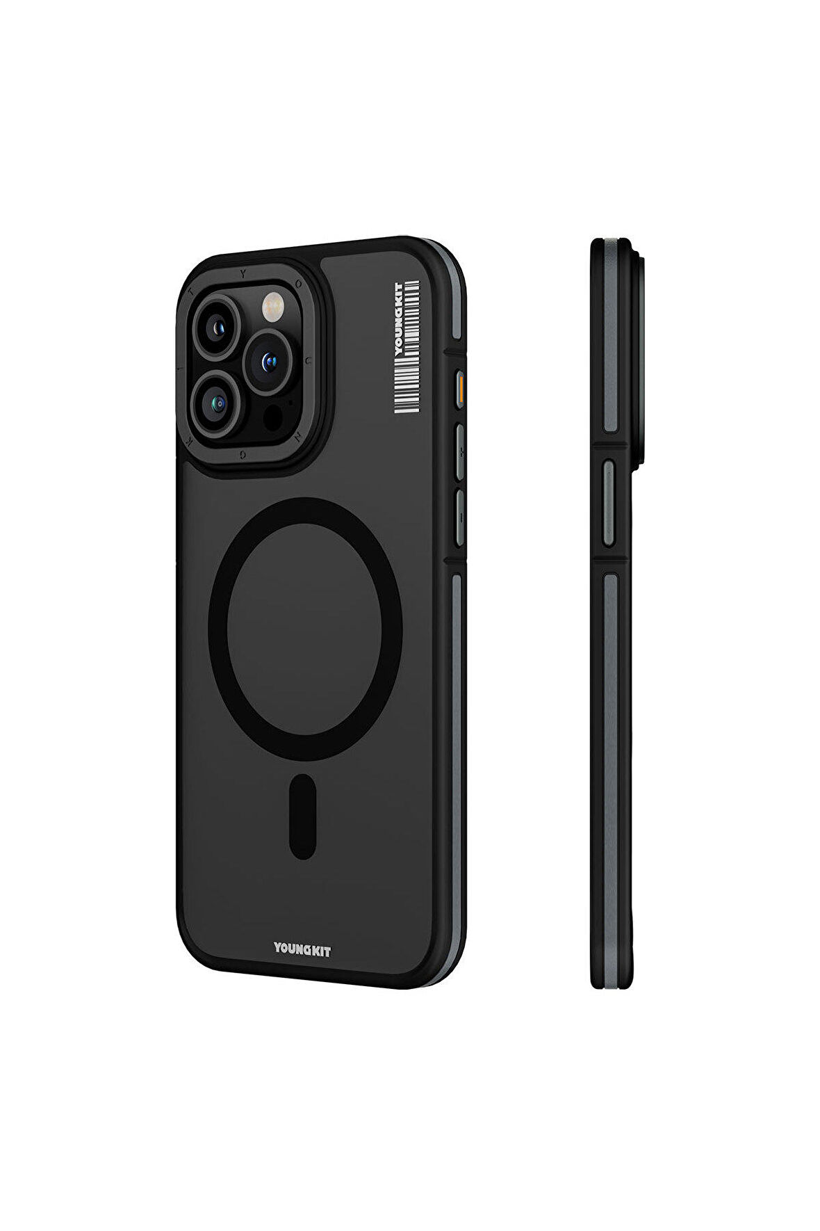 iPhone 15 Pro Uyumlu Kılıf Magsafe Şarj Özellikli Youngkit Rock Sand Serisi Kapak Siyah