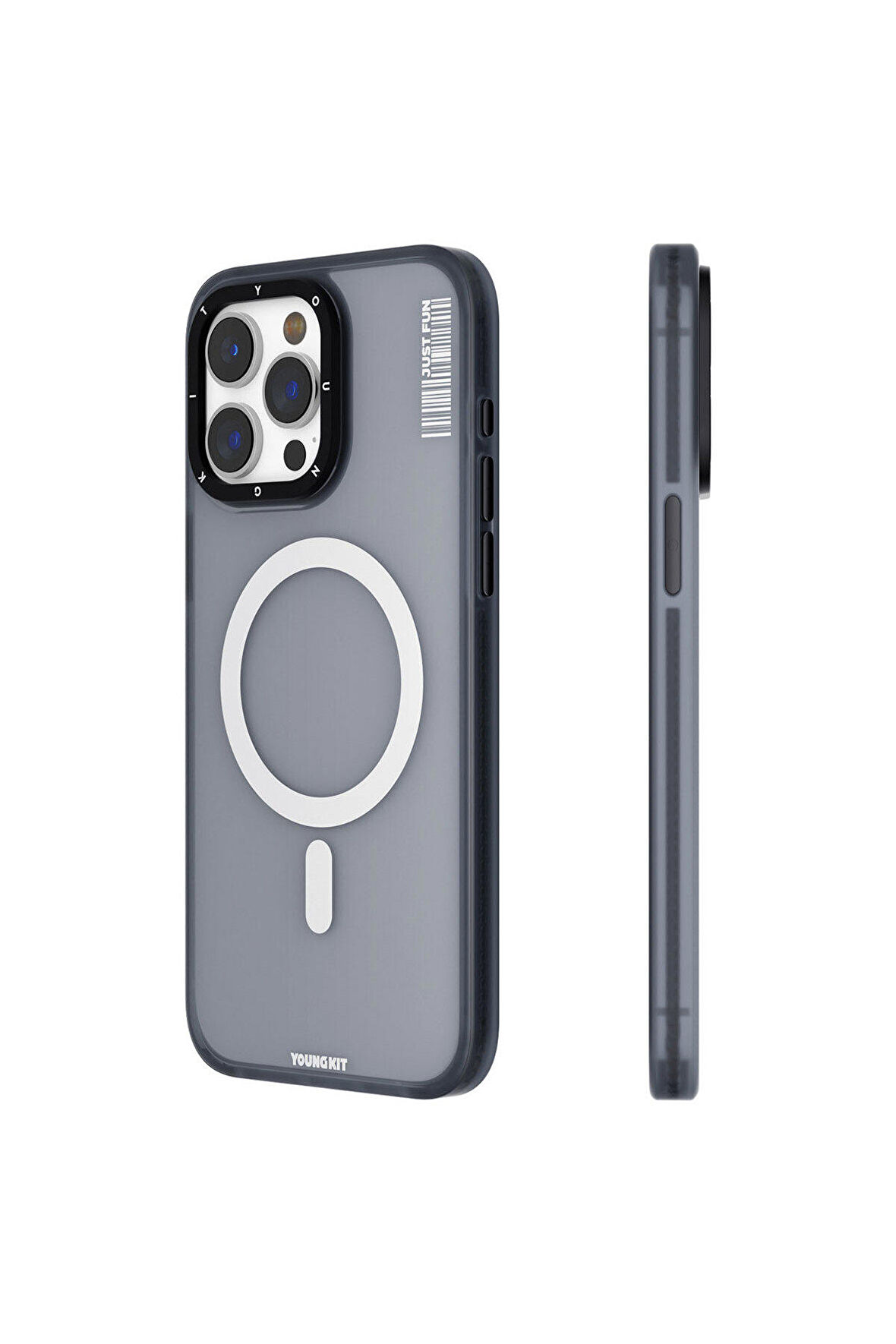 YoungKit iPhone 15 Pro Uyumlu Kılıf Magsafe Şarj Özellikli Youngkit Colored Sand Serisi Kapak Siyah