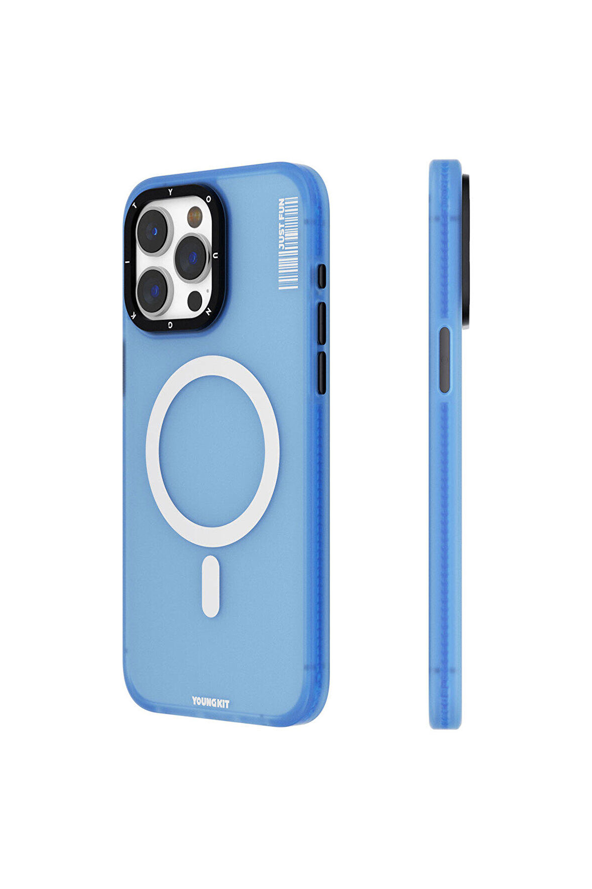 YoungKit iPhone 15 Pro Uyumlu Kılıf Magsafe Şarj Özellikli Youngkit Colored Sand Serisi Kapak Mavi