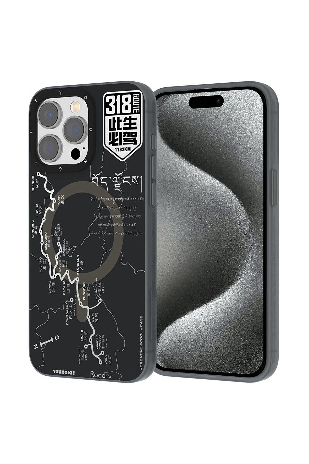 YoungKit iPhone 15 Pro Uyumlu Kılıf Magsafe Şarj Özellikli Youngkit 318 Road Serisi Kapak Siyah