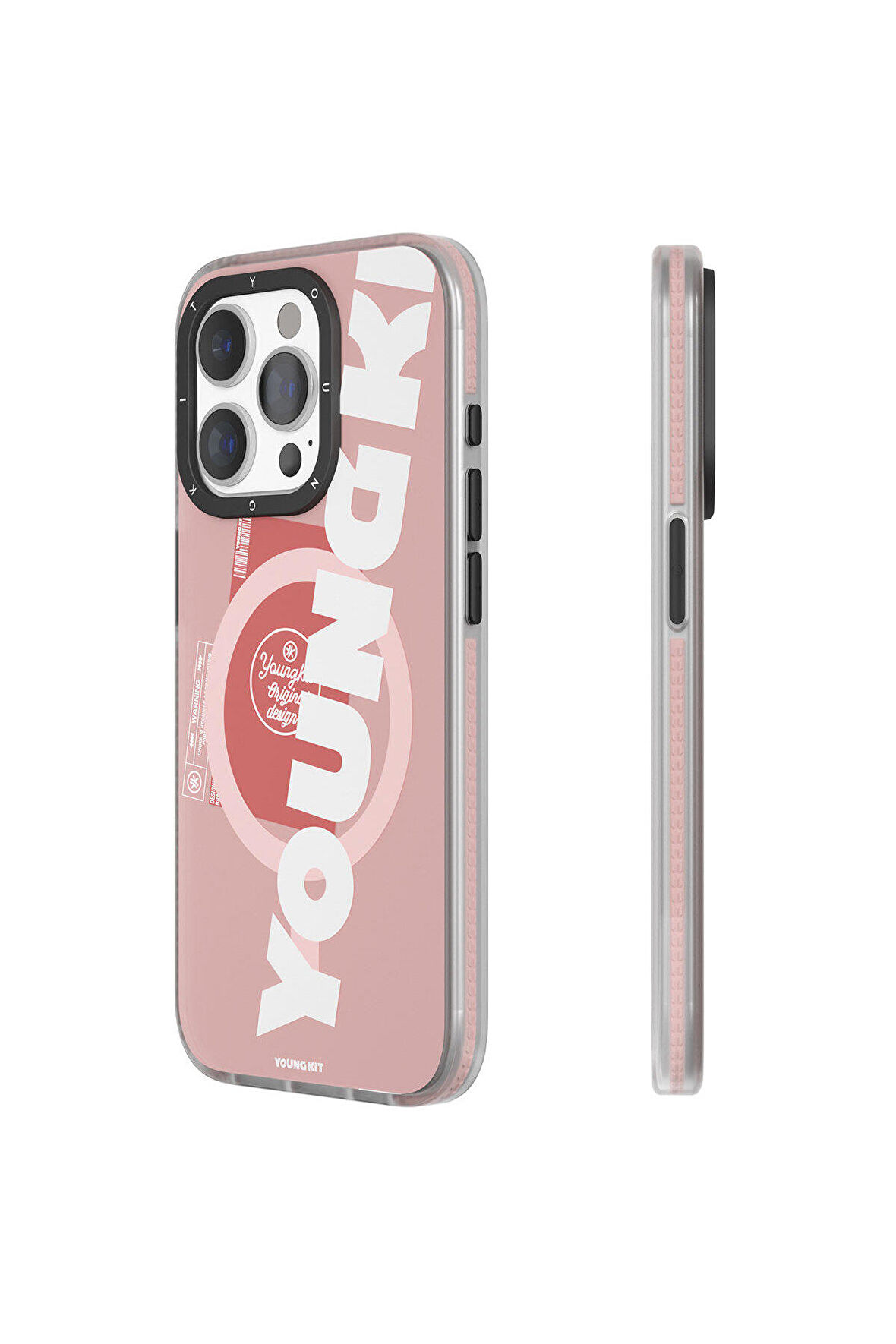 YoungKit iPhone 15 Pro Uyumlu Kılıf Magsafe Şarj Özellikli Youngkit Binfen Serisi Yazı Temalı Kapak Pembe