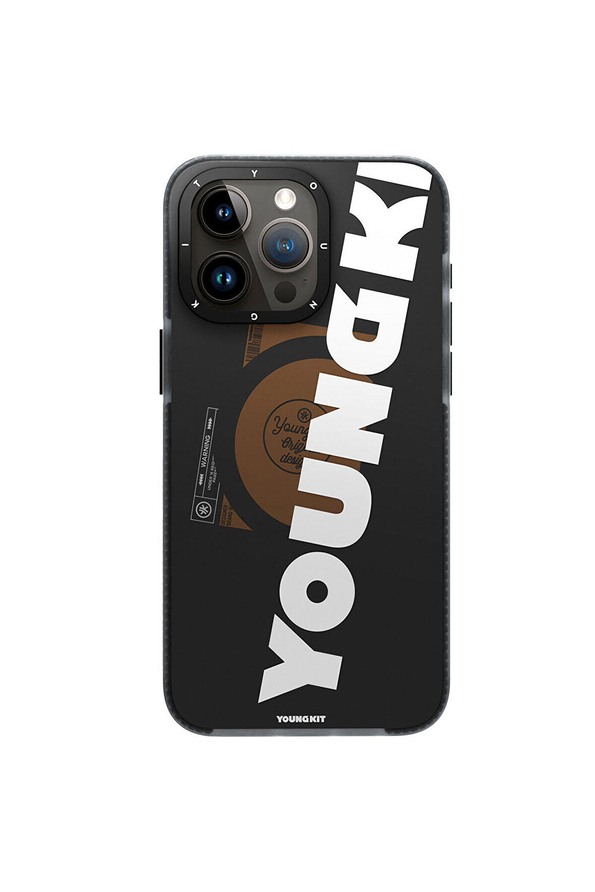 YoungKit iPhone 15 Pro Uyumlu Kılıf Magsafe Şarj Özellikli Youngkit Binfen Serisi Yazı Temalı Kapak Siyah