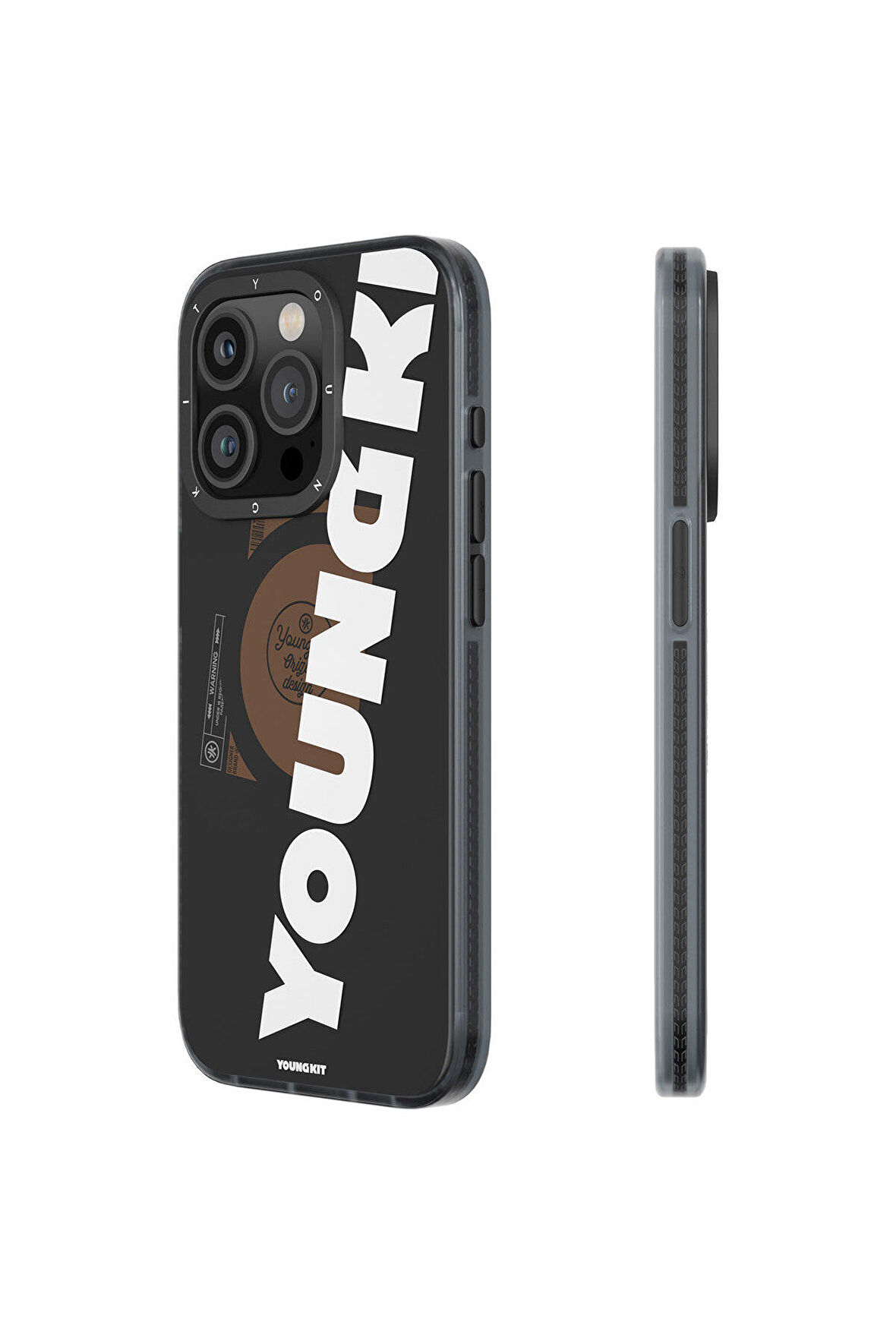 YoungKit iPhone 15 Pro Max Uyumlu Kılıf Magsafe Şarj Özellikli Youngkit Binfen Serisi Yazı Temalı Kapak Siyah