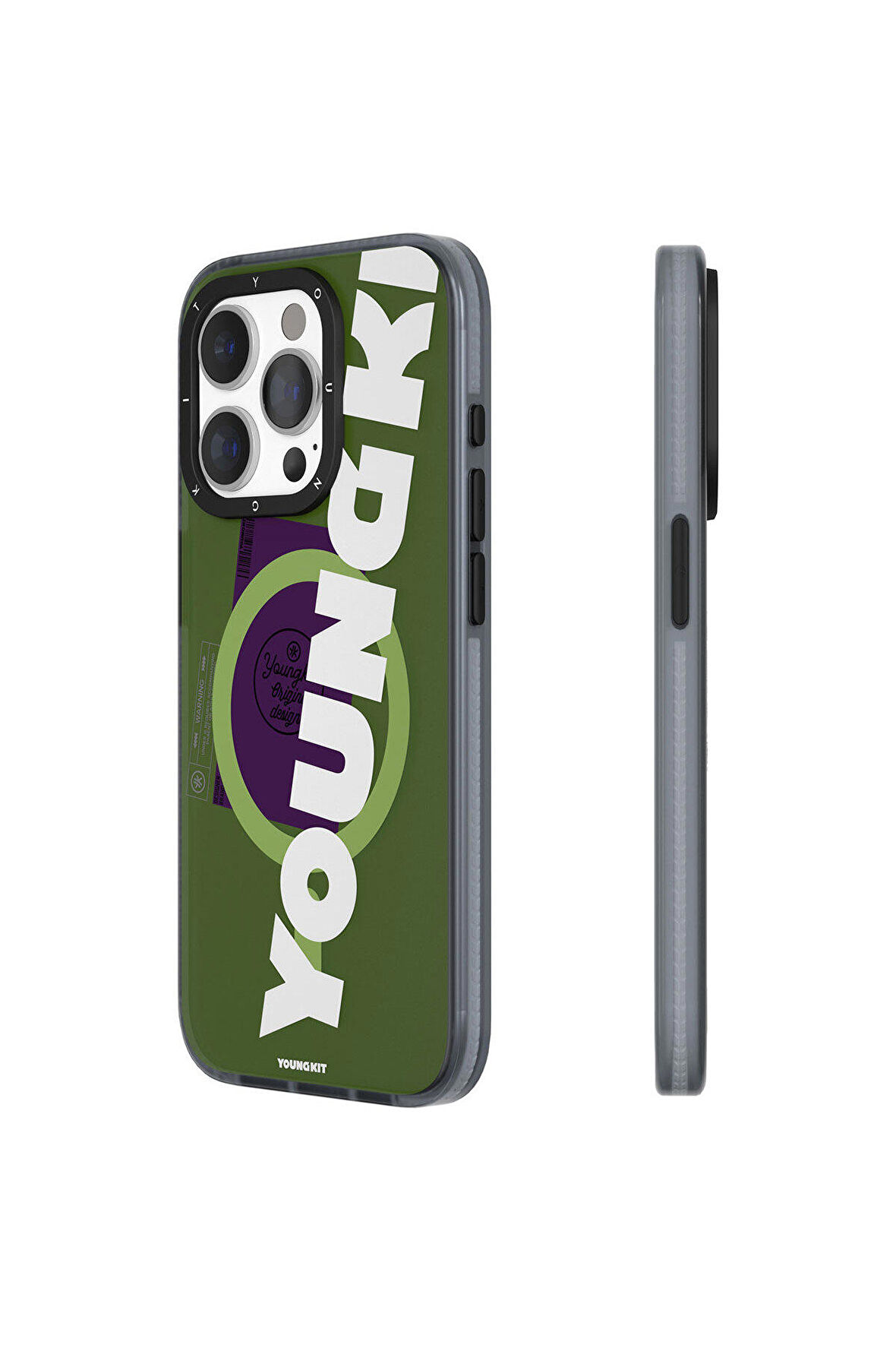 YoungKit iPhone 15 Pro Max Uyumlu Kılıf Magsafe Şarj Özellikli Youngkit Binfen Serisi Yazı Temalı Kapak Yeşil