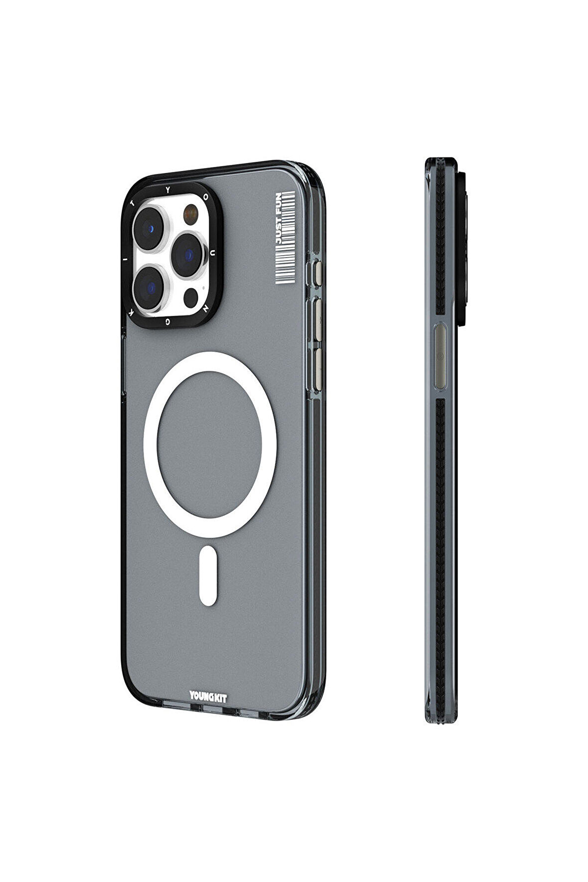 YoungKit iPhone 15 Pro Uyumlu Kılıf Magsafe Şarj Özellikli Youngkit Crystal Color Serisi Kapak Siyah