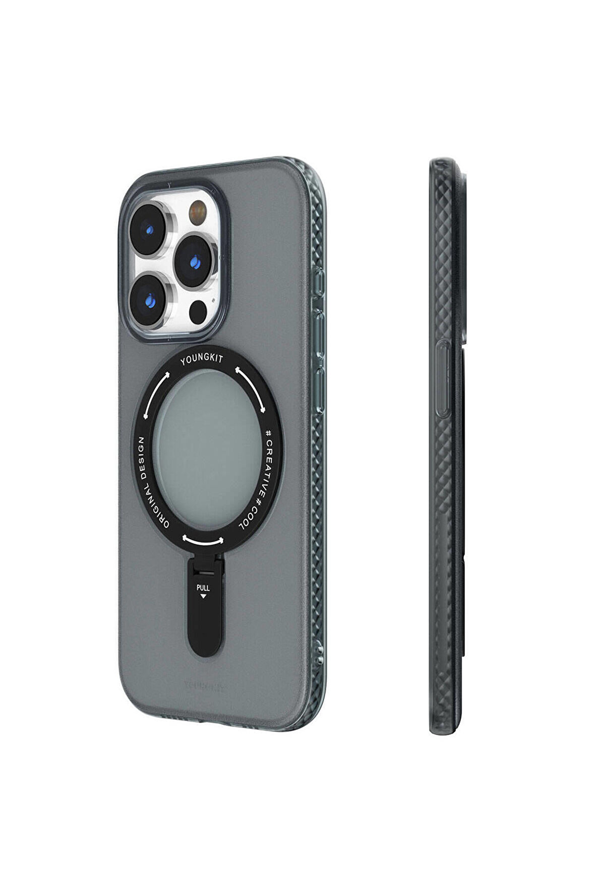 YoungKit iPhone 15 Pro Max Uyumlu Kılıf Magsafe Şarj Özellikli Youngkit Rock Serisi Kapak Siyah