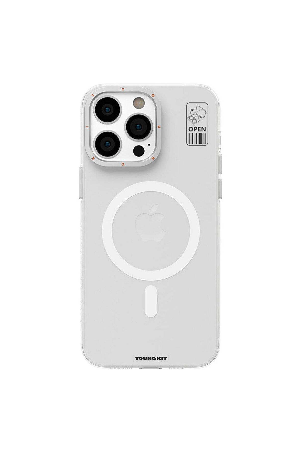 YoungKit iPhone 15 Pro Uyumlu Kılıf Magsafe Şarj Özellikli Standlı Youngkit Hermit Bracket Serisi Kapak Beyaz