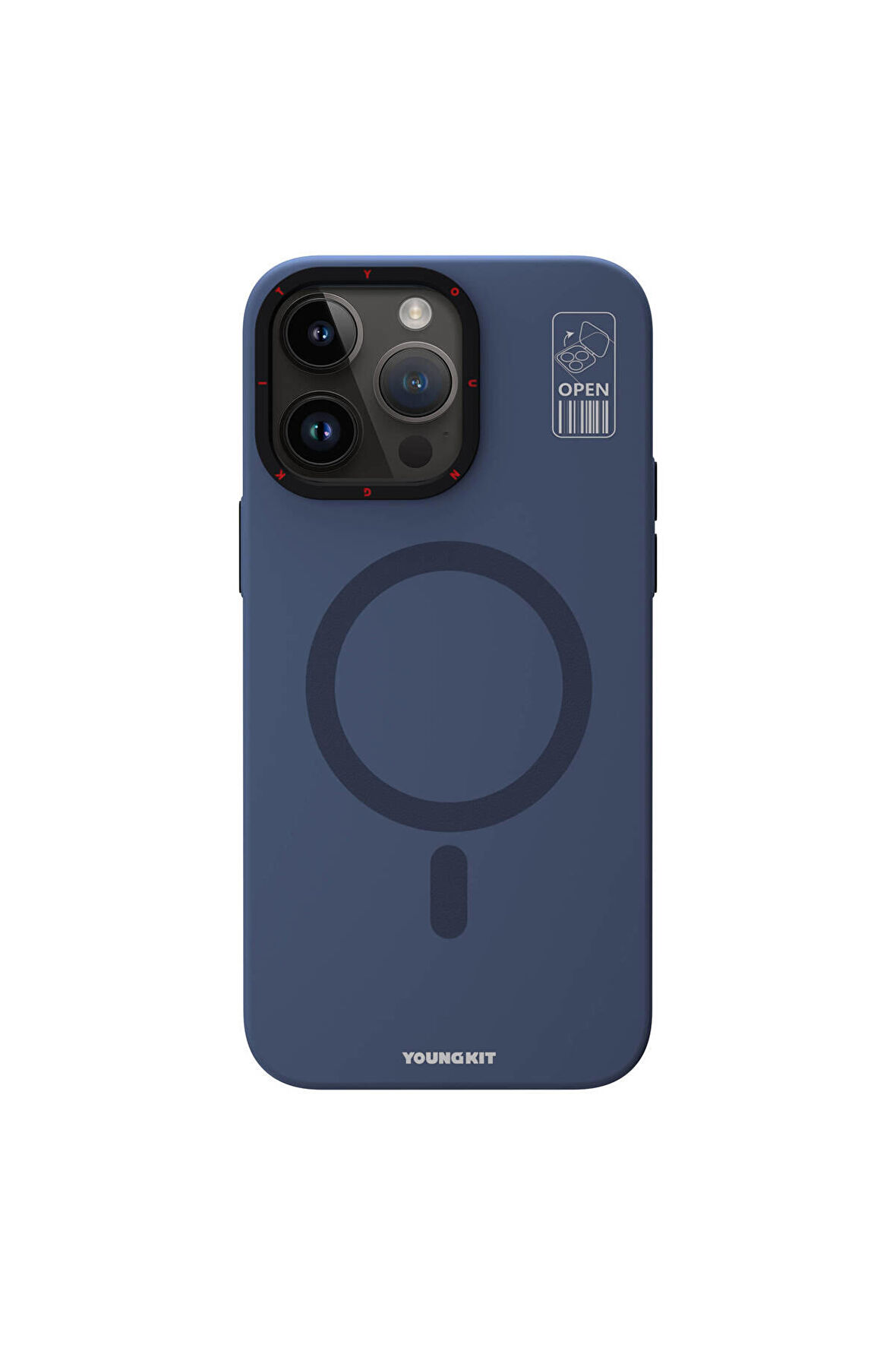 YoungKit iPhone 15 Pro Max Uyumlu Kılıf Magsafe Şarj Özellikli Standlı Youngkit Hermit Bracket Kapak Mavi