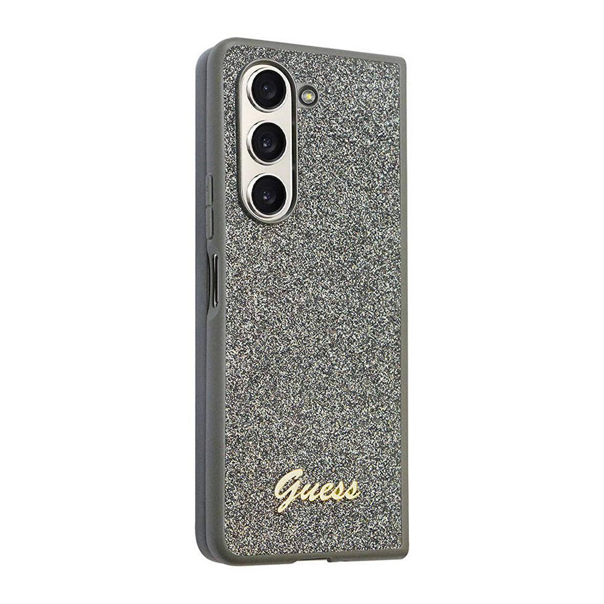 Galaxy Z Fold 5 Uyumlu Kılıf Guess Orjinal Lisanslı Yazı Logolu Glitter Flakes Kapak Haki