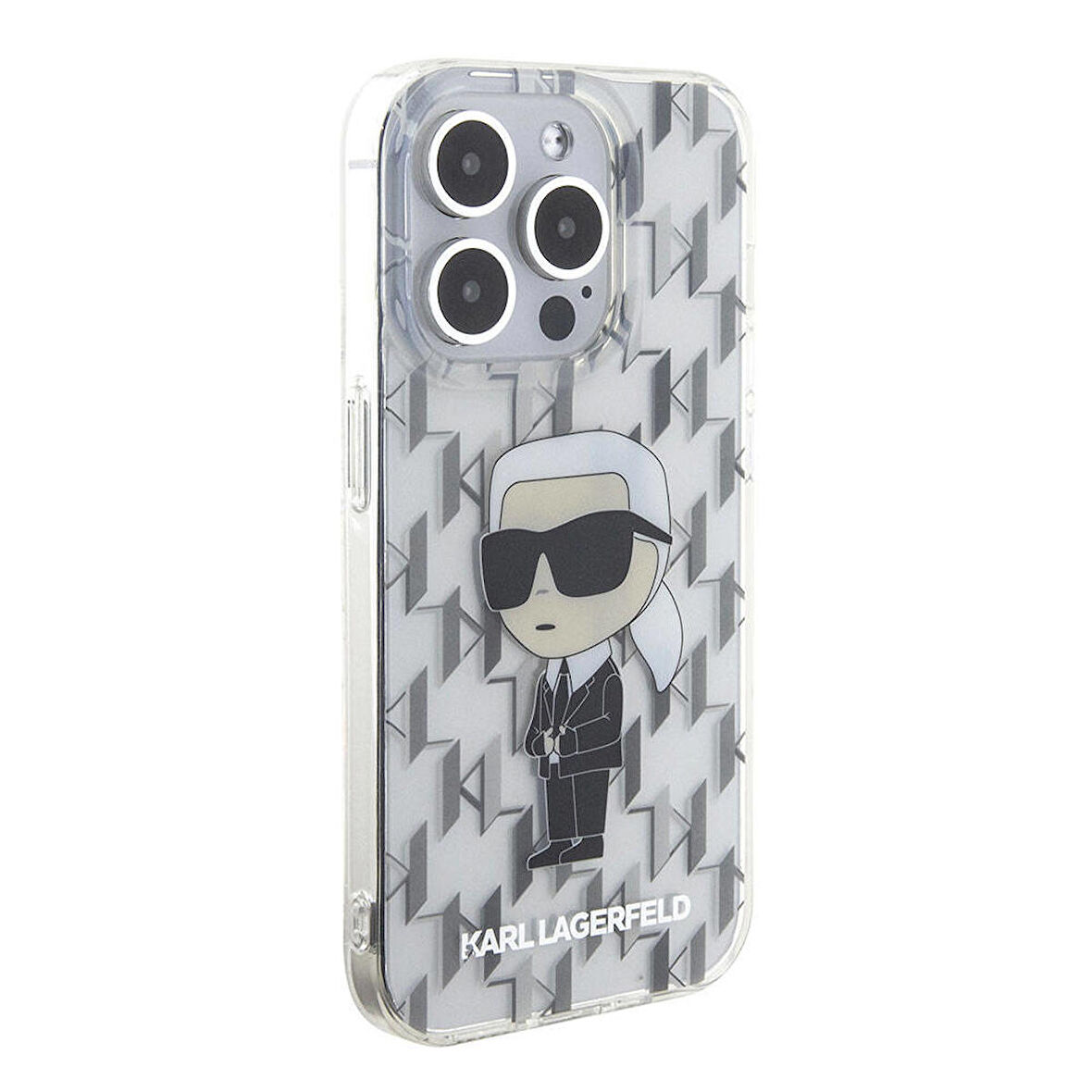 iPhone 15 Pro Uyumlu Kılıf Karl Lagerfeld IML İkonik Monogram Orjinal Lisanslı Kapak Şeffaf