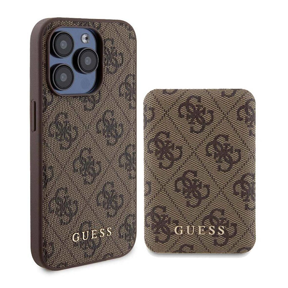 iPhone 14 Pro Kılıf Guess Orjinal Lisanslı Magsafe Özellikli Kapak + Powerbank 5000mAh Kahverengi