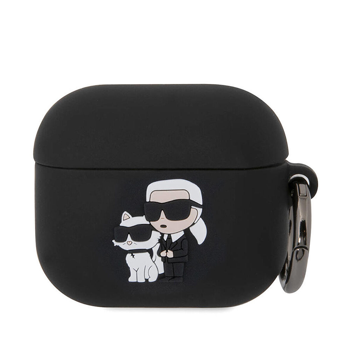 Airpods 3. Nesil Uyumlu Kılıf Karl Lagerfeld Orjinal Lisanslı Karl&Choupette 3D Silikon Siyah