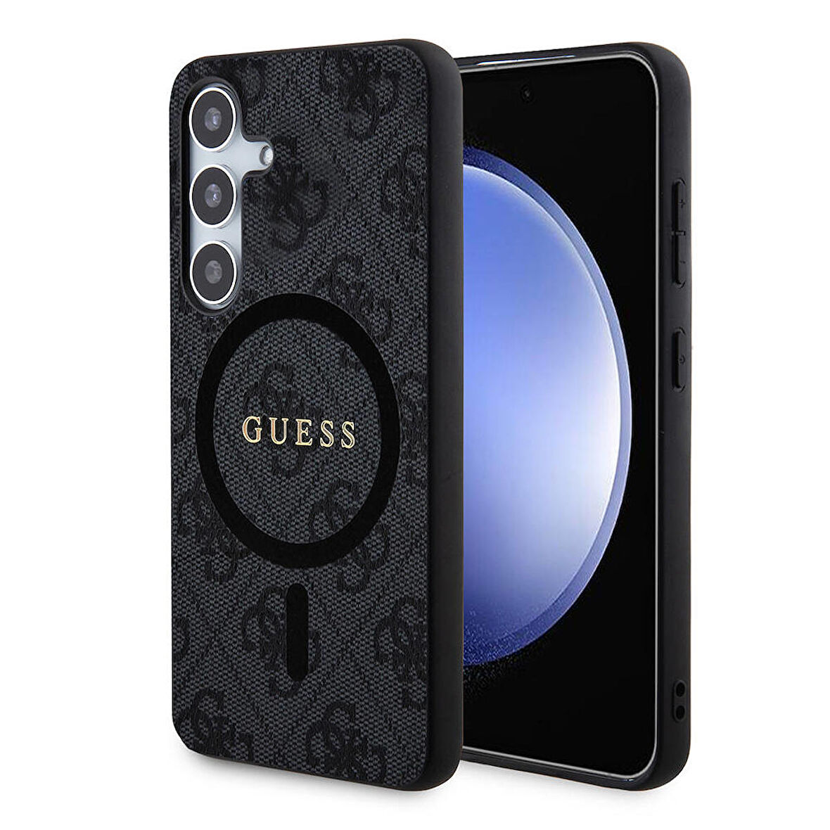 Galaxy S24 Plus Uyumlu Kılıf Guess Lisanslı Magsafe Özellikli 4G Desenli Yazı Logolu Kapak Siyah