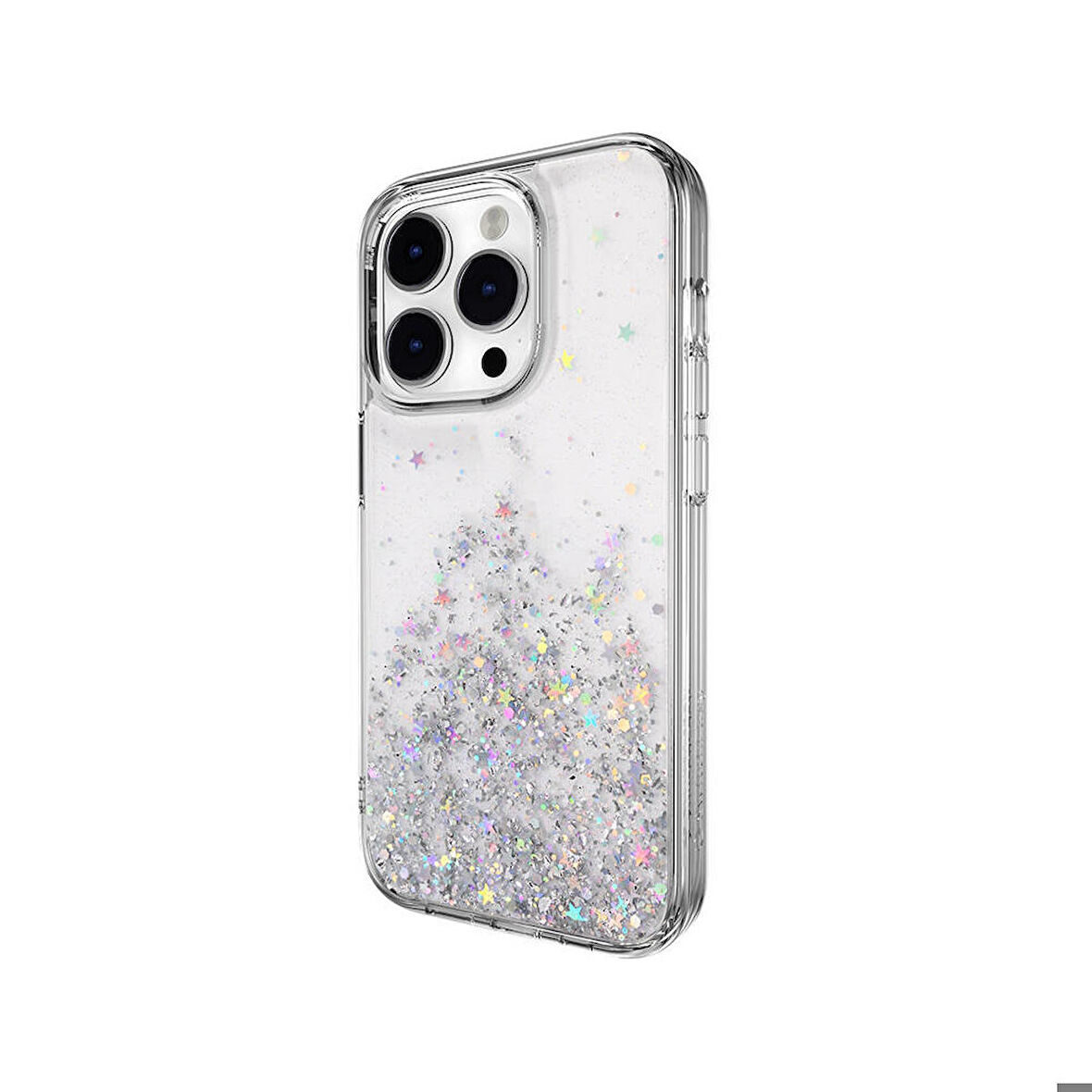 iPhone 14 Pro Uyumlu Kılıf Parlayan Simli Şeffaf Lisanslı Switcheasy Starfield Kapak Şeffaf