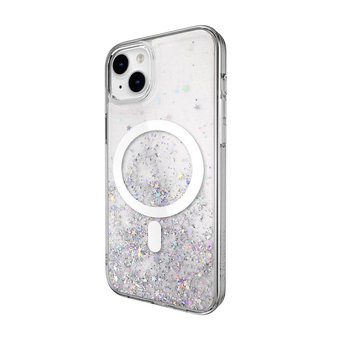 iPhone 14 Plus Uyumlu Kılıf Magsafe Özellikli Simli Şeffaf Lisanslı Switcheasy Starfield-M Mavi