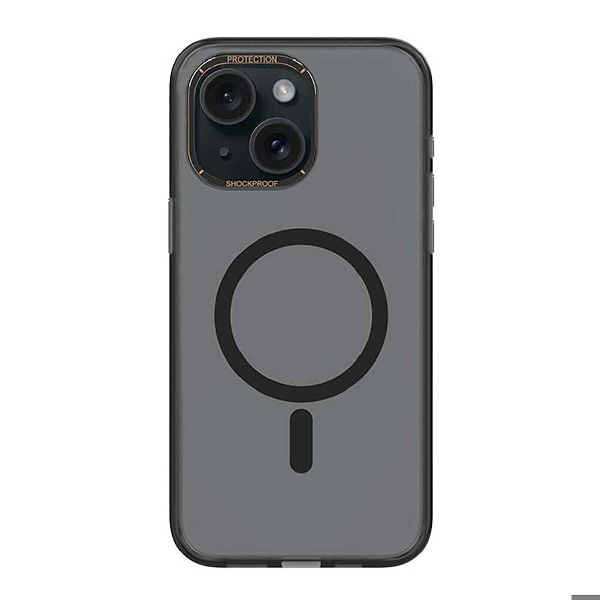 iPhone 15 Plus Uyumlu Kılıf Magsafe Şarj Özellikli Cam Arka Yüzey Recci Michelin Serisi Kapak Siyah