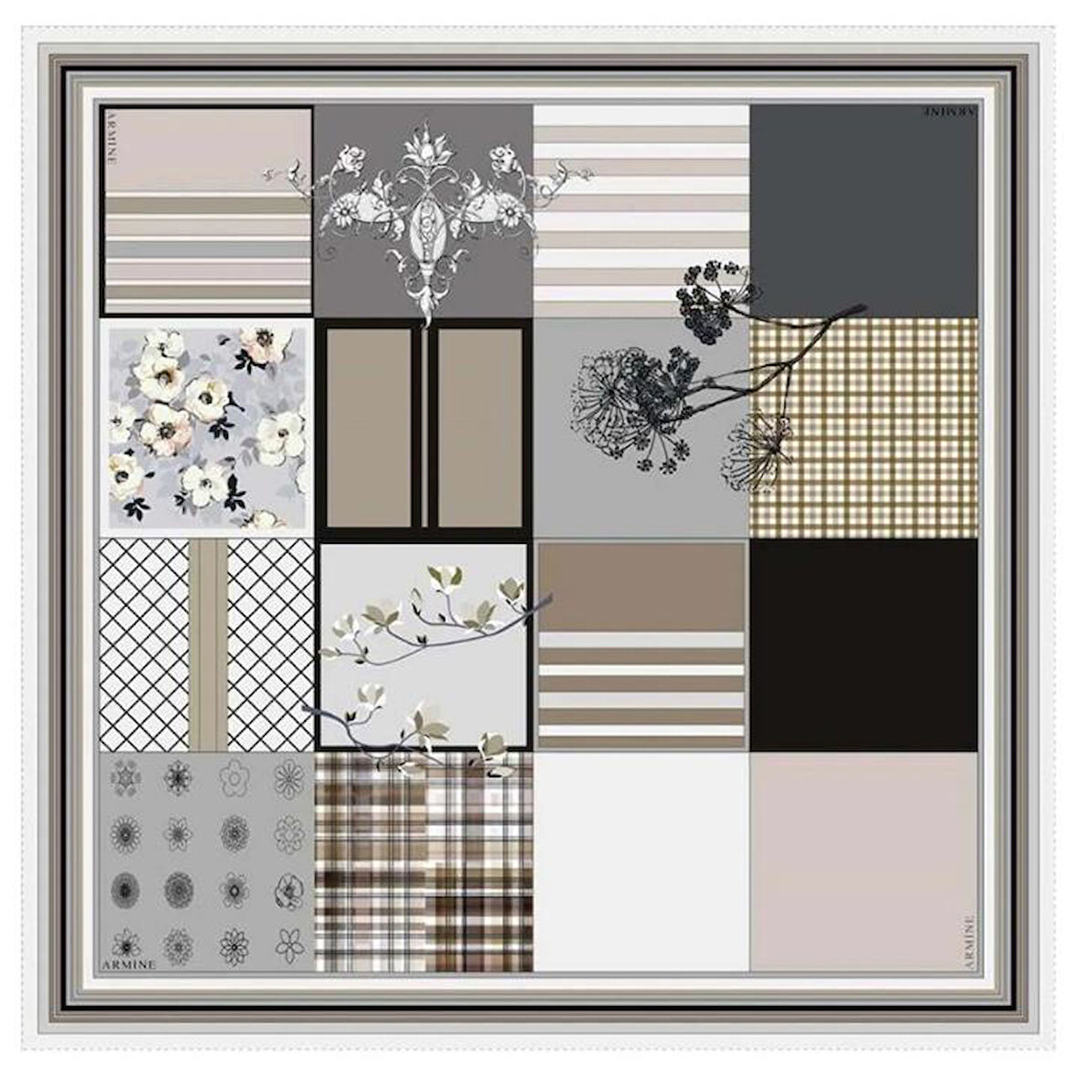 Armine E20YA8303D0334 Dj Saf İpek Eşarp 8303D (T) (Nostalji Twill)