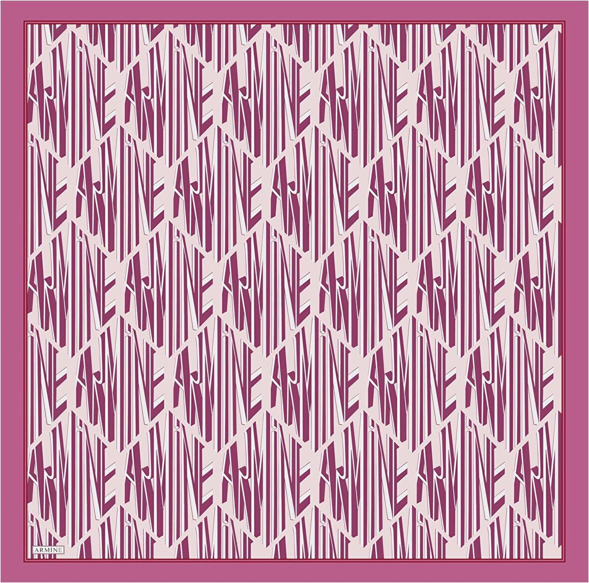 Armine Pink Patterned Satin Silk Scarf 8911-57