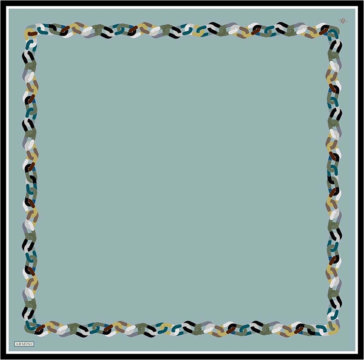 Armine Su Yeşili Kenarı Desenli Tivil İpek Eşarp 8908-56