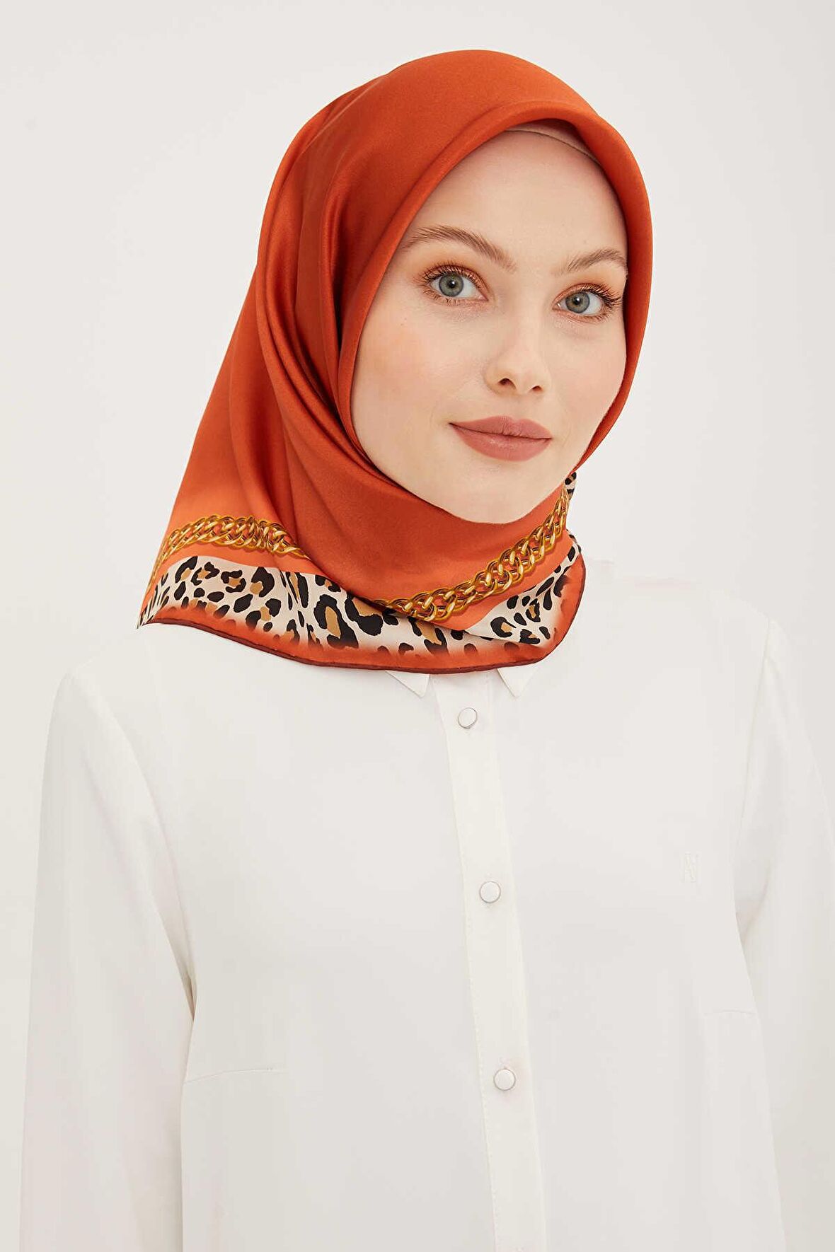 Armine Kiremit Desenli Tivil İpek Eşarp 8912-38