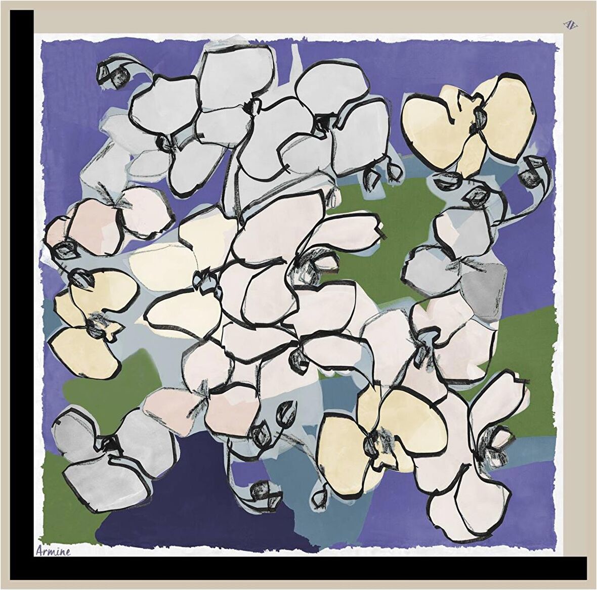 Armine Mor Desenli Tivil İpek Eşarp 8914-52