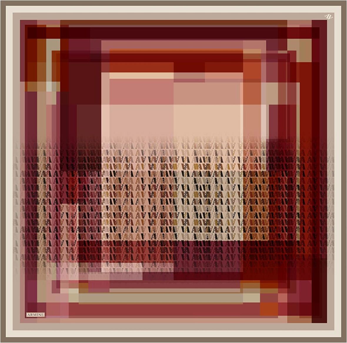 Armine Bordo Harf Desenli Sura İpek Eşarp 8934-05