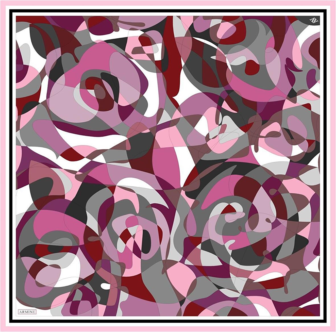 Armine Pembe Desenli Sura İpek Eşarp 8926-38
