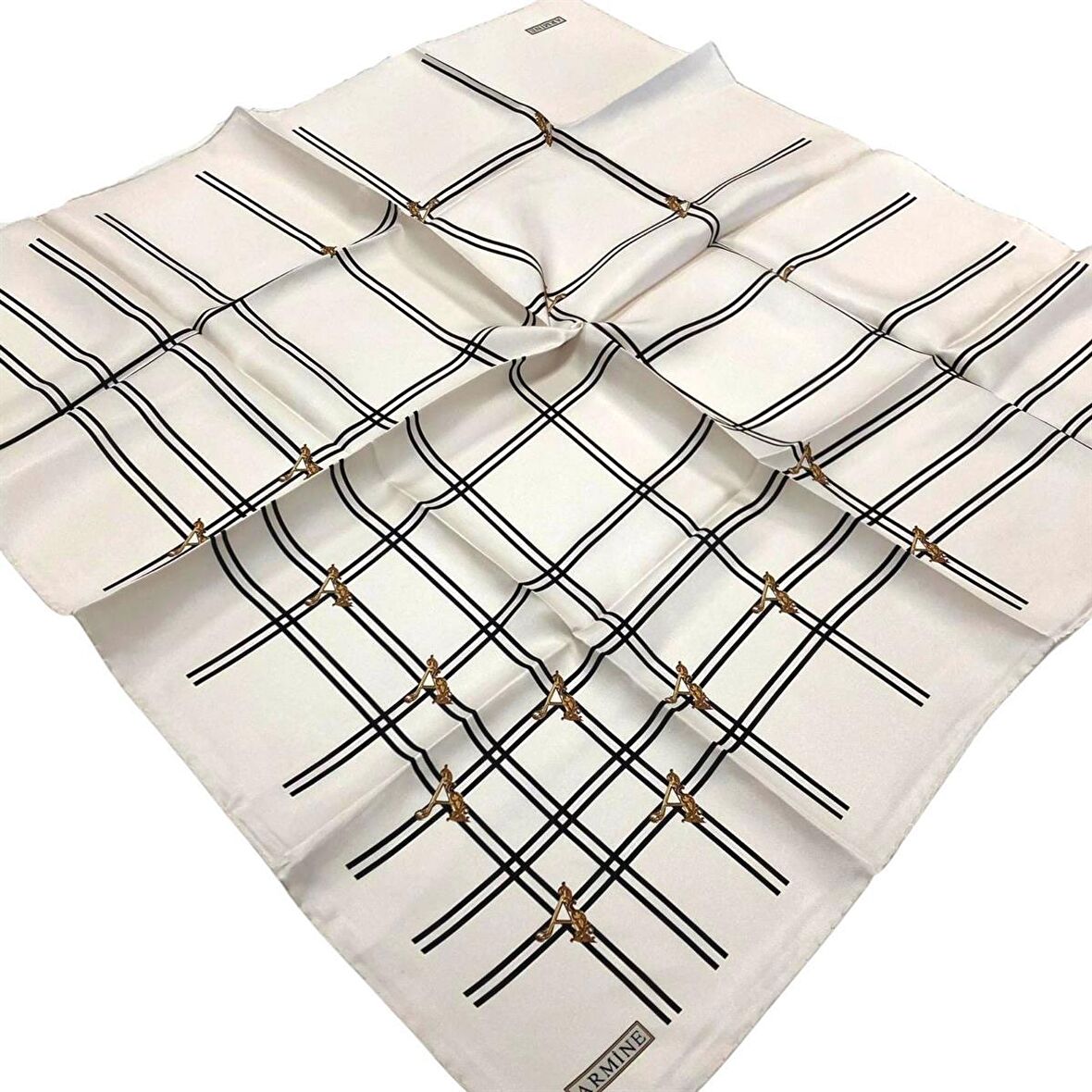 Armine Nostalji Bej Desenli Tivil İpek Eşarp 8656-04