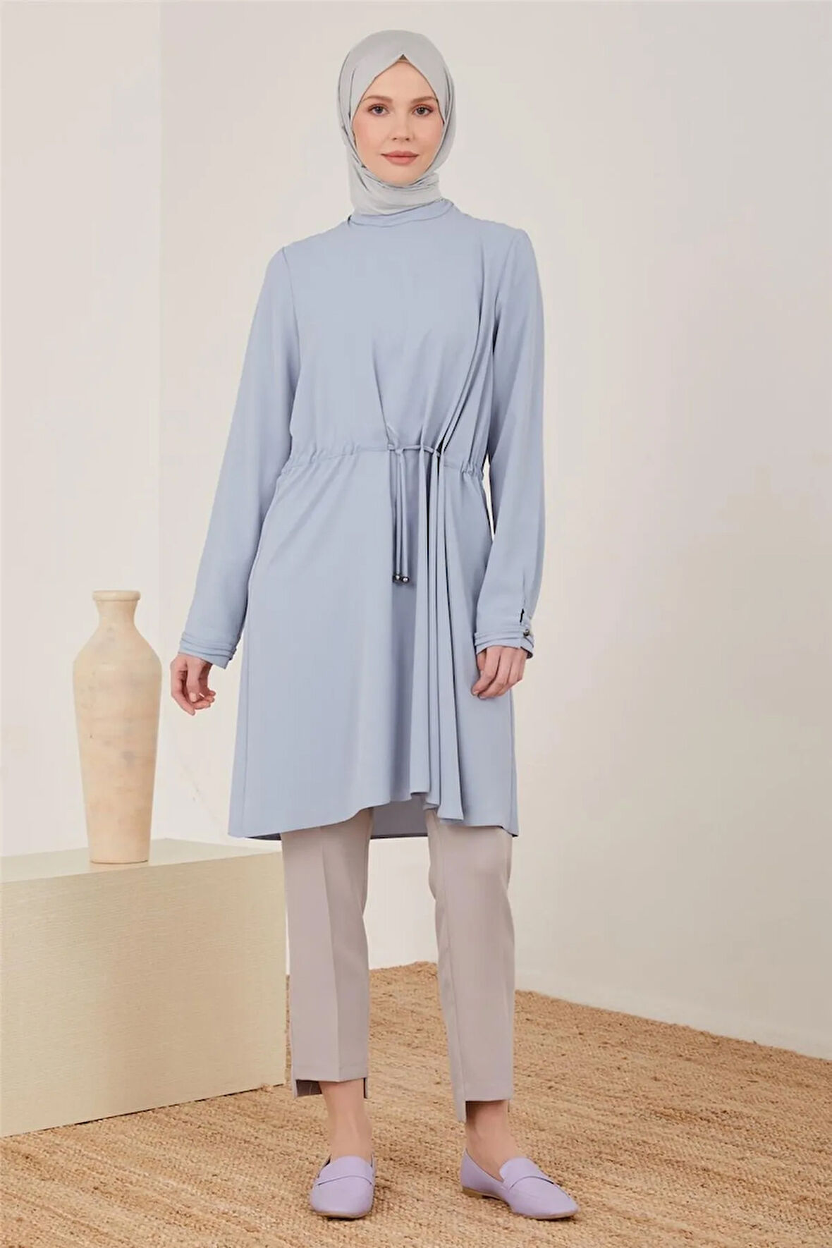 Kuşgözü Ve Tünelli Tunik-Gri-Mavi | 38