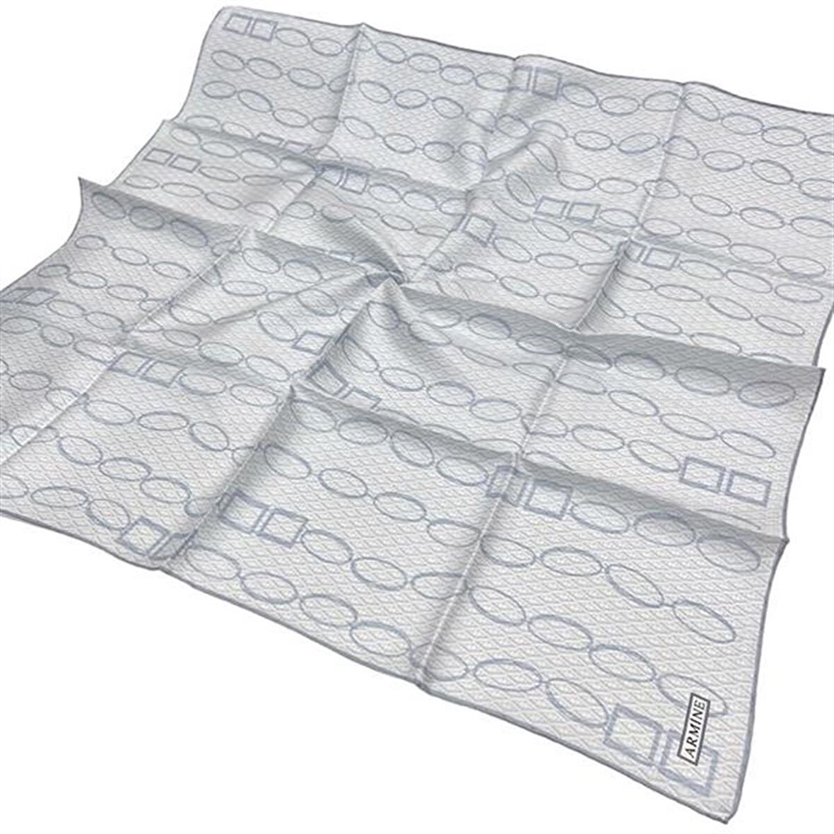 Armine Bebe Mavisi Desenli Tivil İpek Eşarp 8925-54