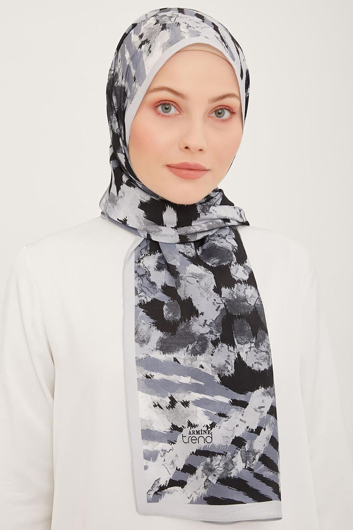 Armine Trend Gri-Füme Fırça Desen Modal Şal 6318-11