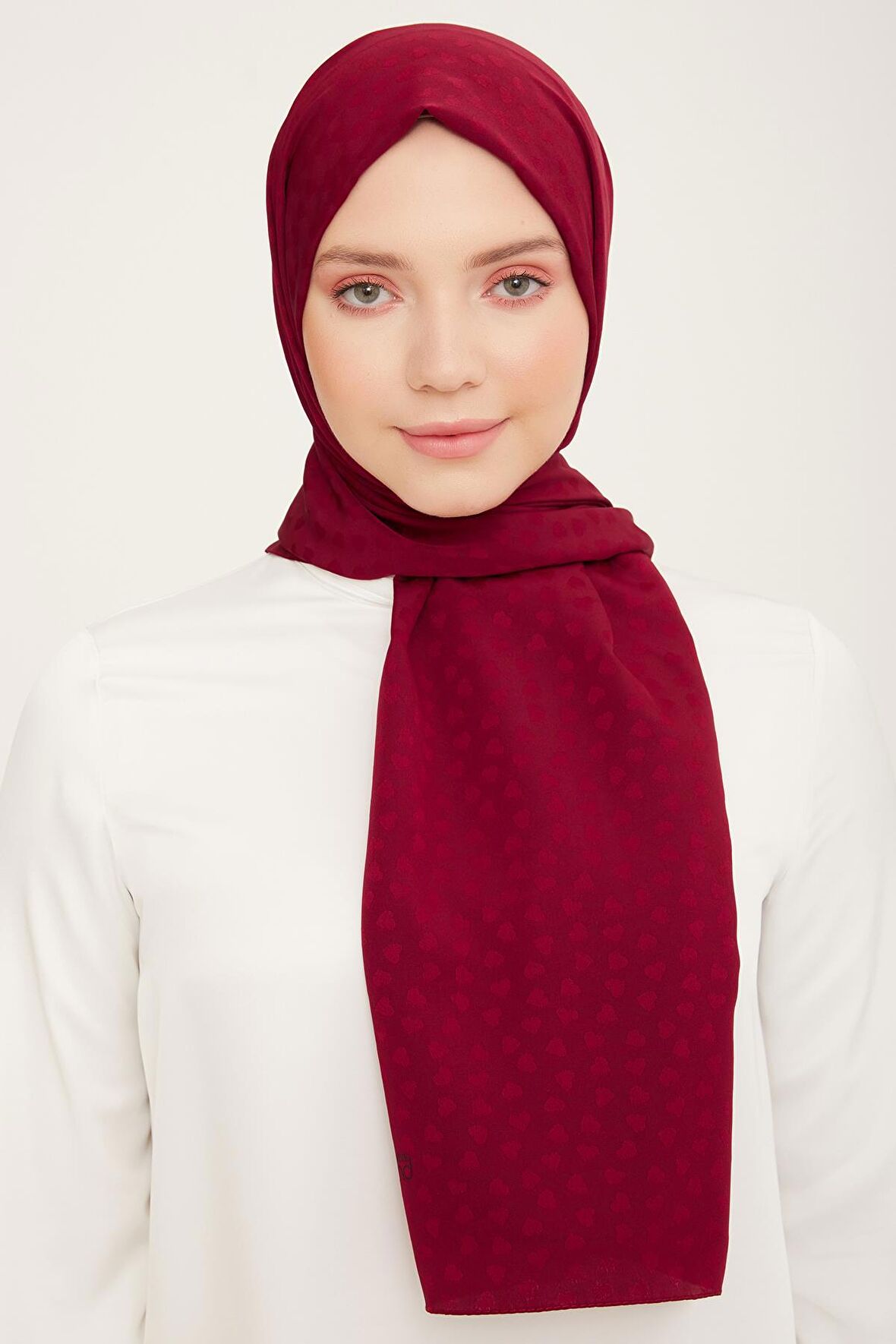 Armine Trend J.Capri Şal 4-132 - Kalpli Bordo