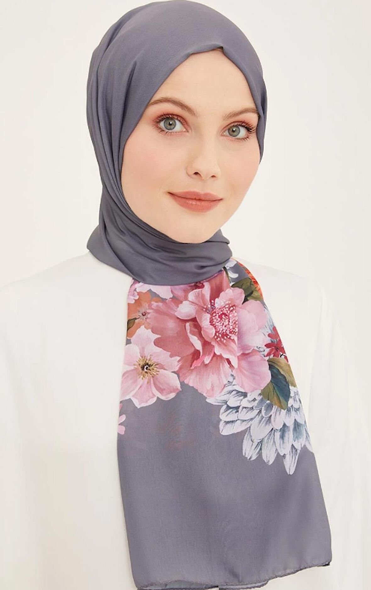 Armine Life Şal 3611-05 Gri Çiçek Desen