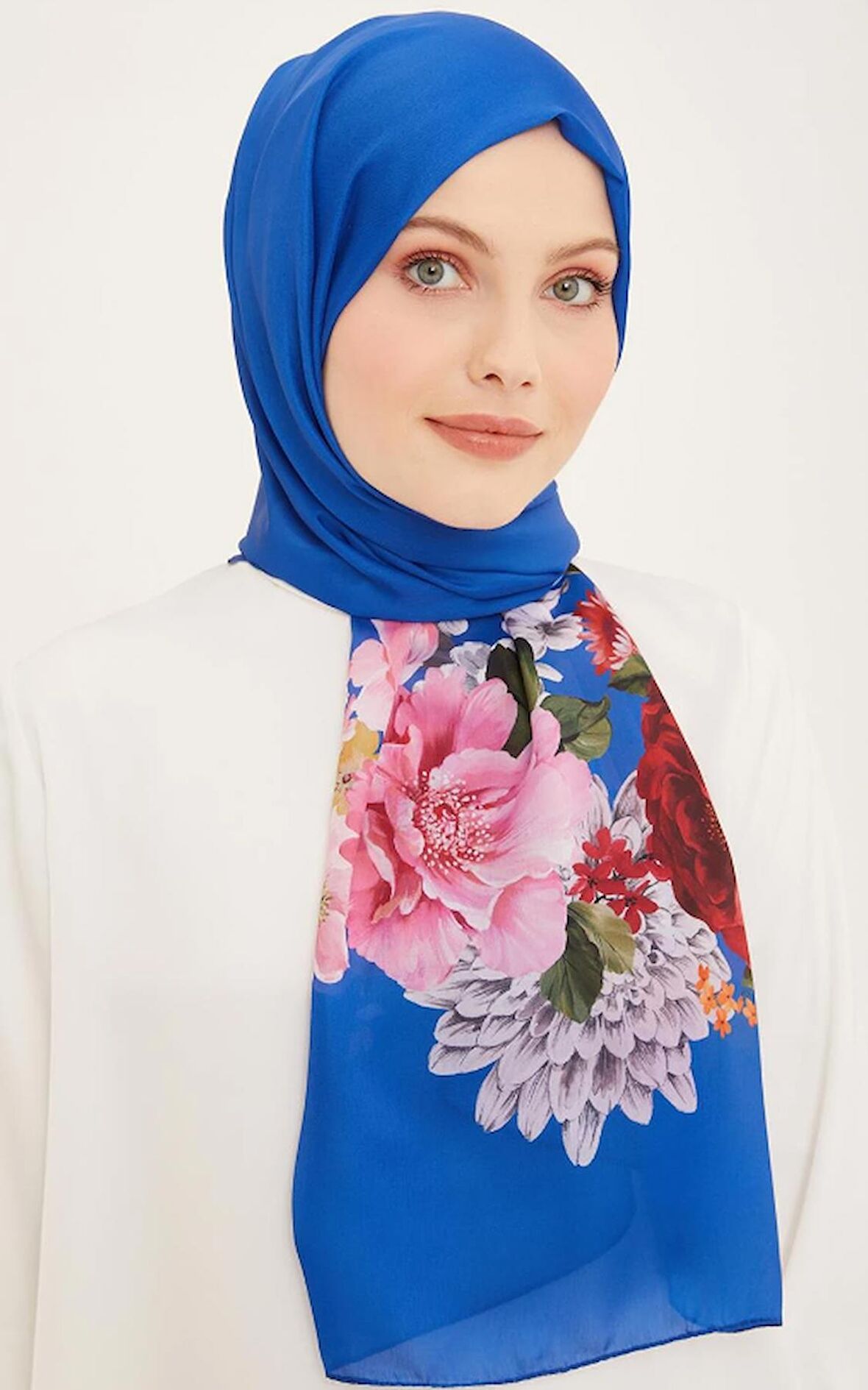 Armine Life Şal 3611-14 Mavi Çiçek Desen