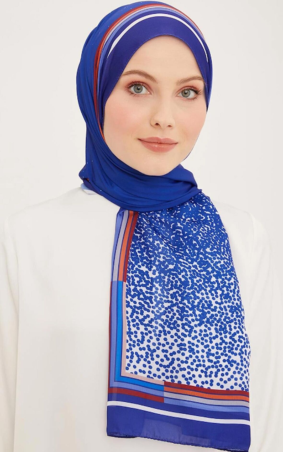 Armine Life Şal 5368-07 Mavi Karışık Desen