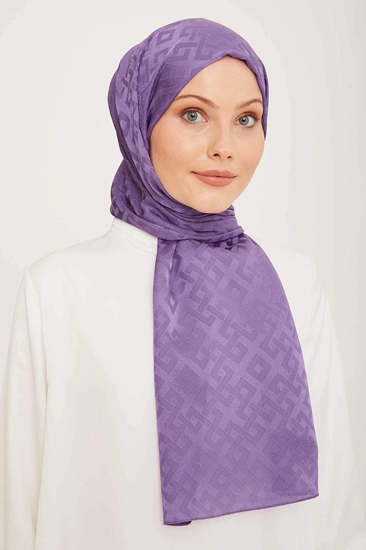 Armine Trend Jan Jan Eflatun Geometrik Desen Jakar Şal 5-21085