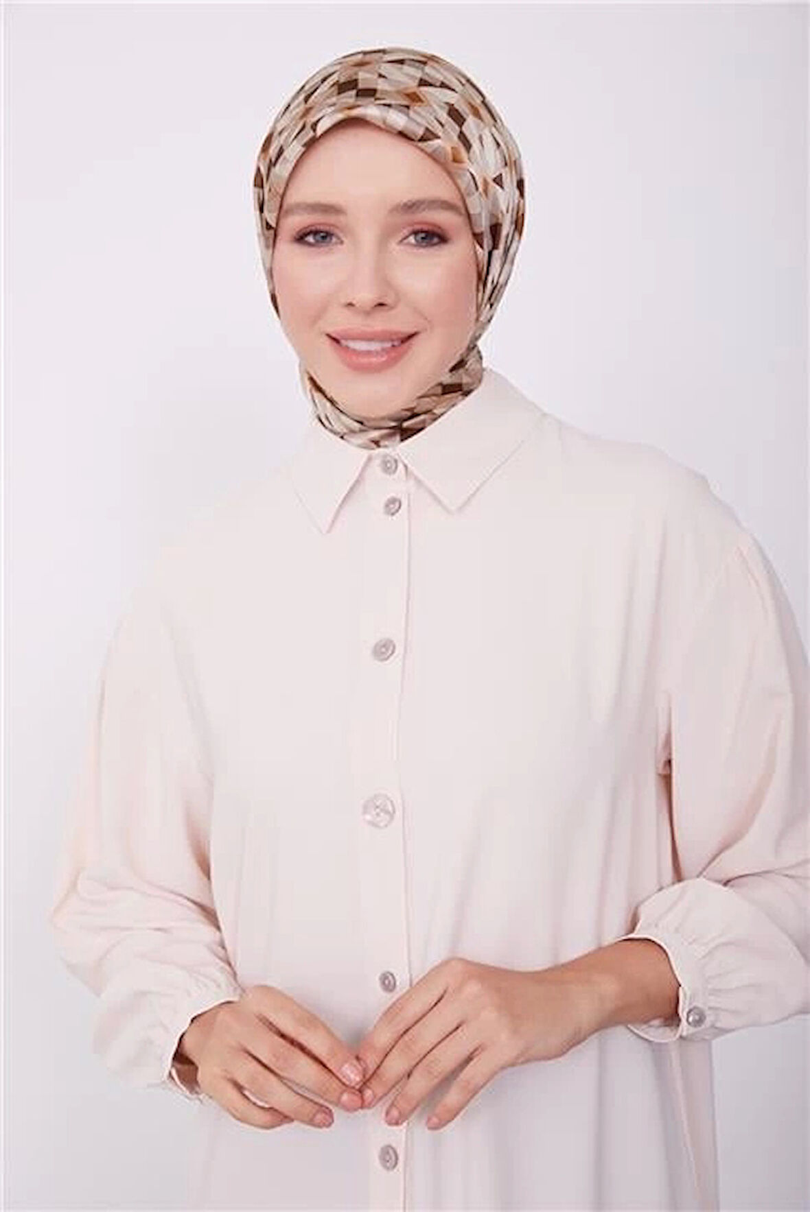 Armine Boyut Düğmeli Tunik 23K4706 Vanilya