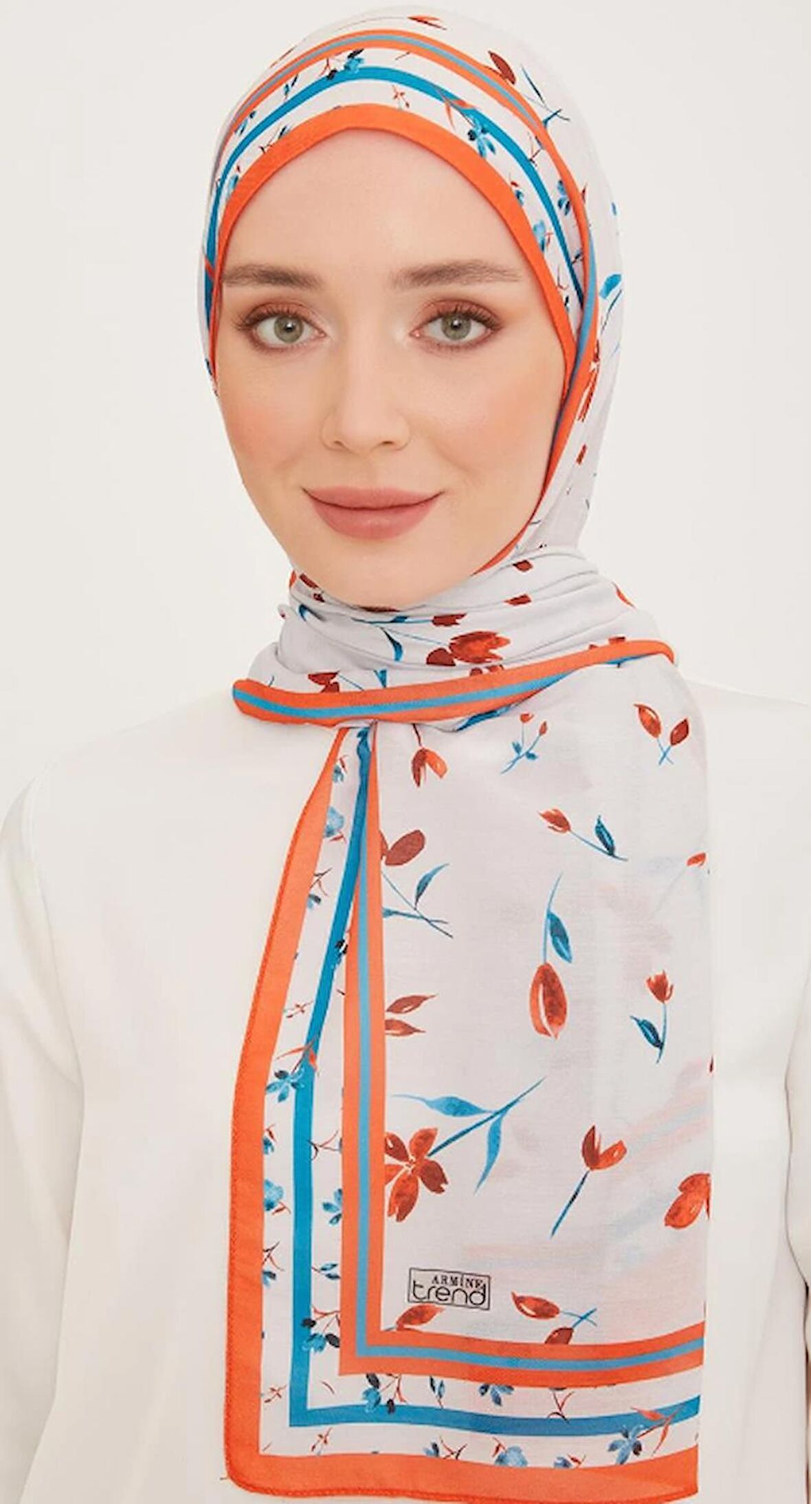 Armine Trend Şal Turuncu Karma Çiçek Desen 10008-06