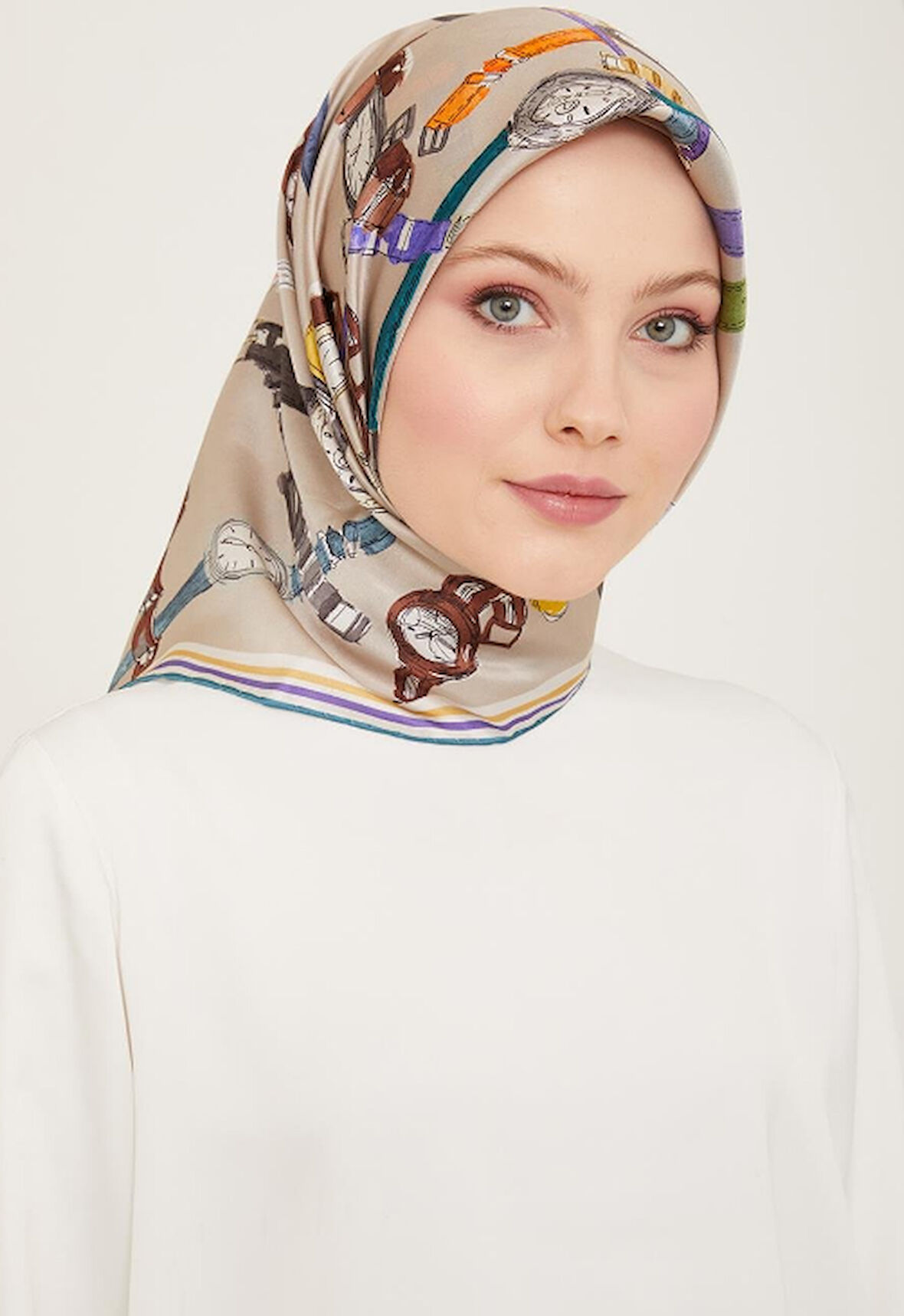 Armine Vizon Karma Desen Tivil İpek Eşarp 9141-80