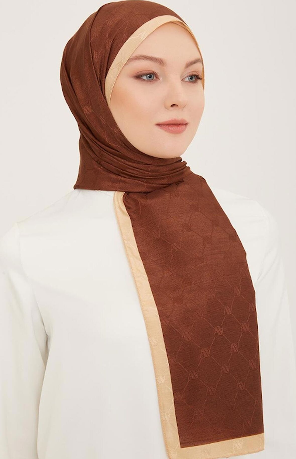 Armine Trend Monogram Şal 2-151 - Kahverengi