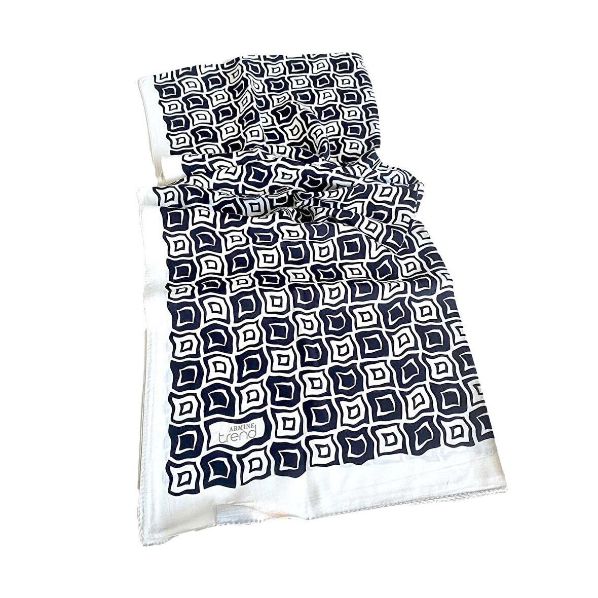 Armine Trend Defne Şal 5763-09 Beyaz-Siyah