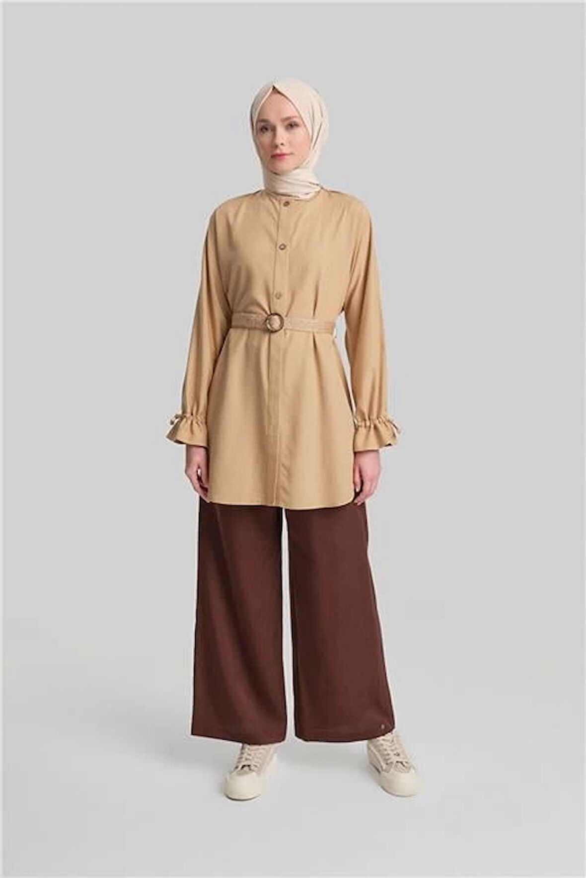 Armine Viskon Keten Tunik 24Y4018 Camel