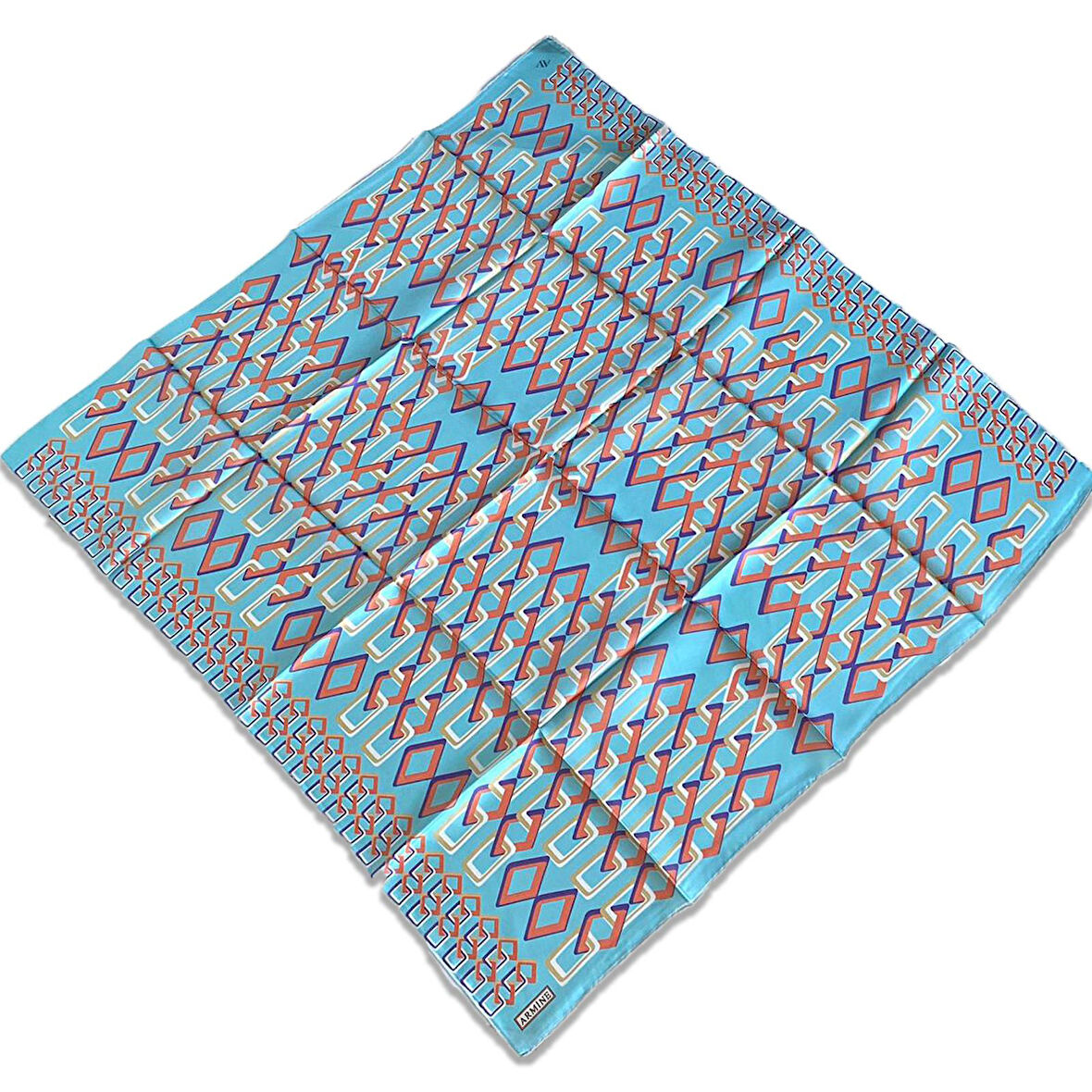 Armine Mint Yeşili Geometrik Desen Tivil İpek Eşarp 9172-33