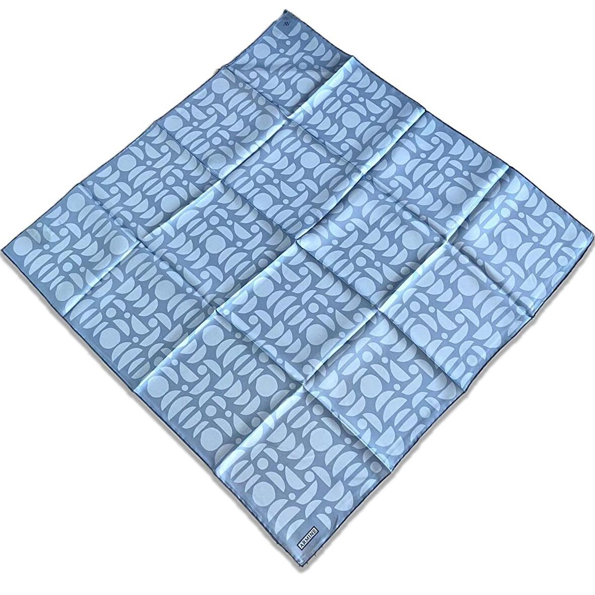 Armine Mavi Geometrik Desen Sura İpek Eşarp 9174-32