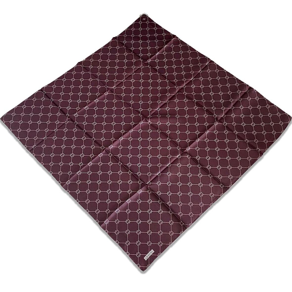 Armine Bordo Monogram Desen Sura İpek Eşarp 9178-53