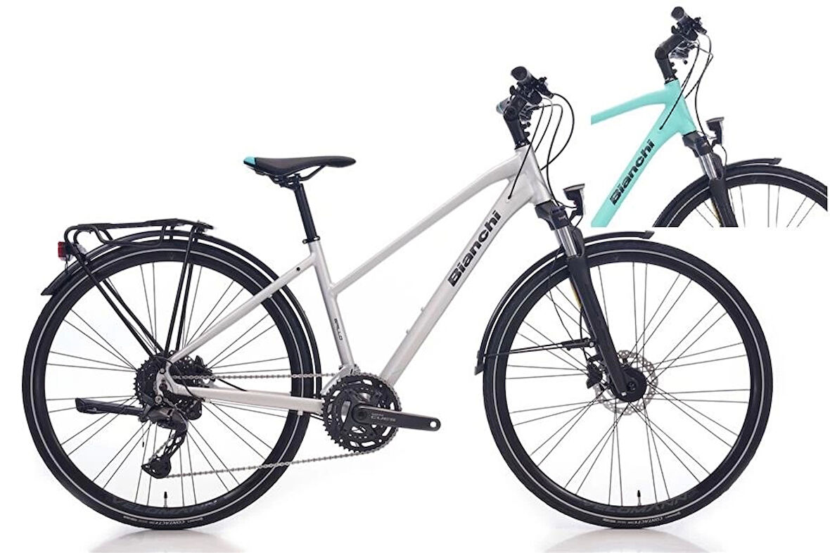 BIANCHI NEWTOURER ST CUES KADIN ŞEHİR BİSİKLETİ 430H HD 28 JANT 20 VİTES CELESTE MAT GRAPHITE GLOSS