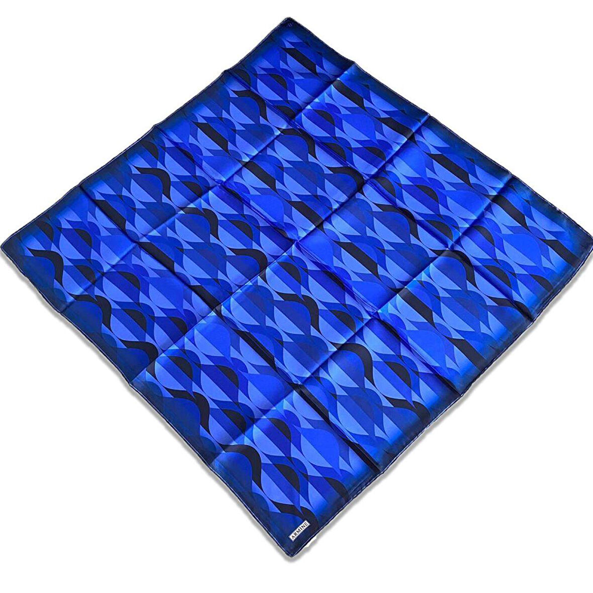 Armine Mavi Geometrik Desen Tivil İpek Eşarp 9169-82