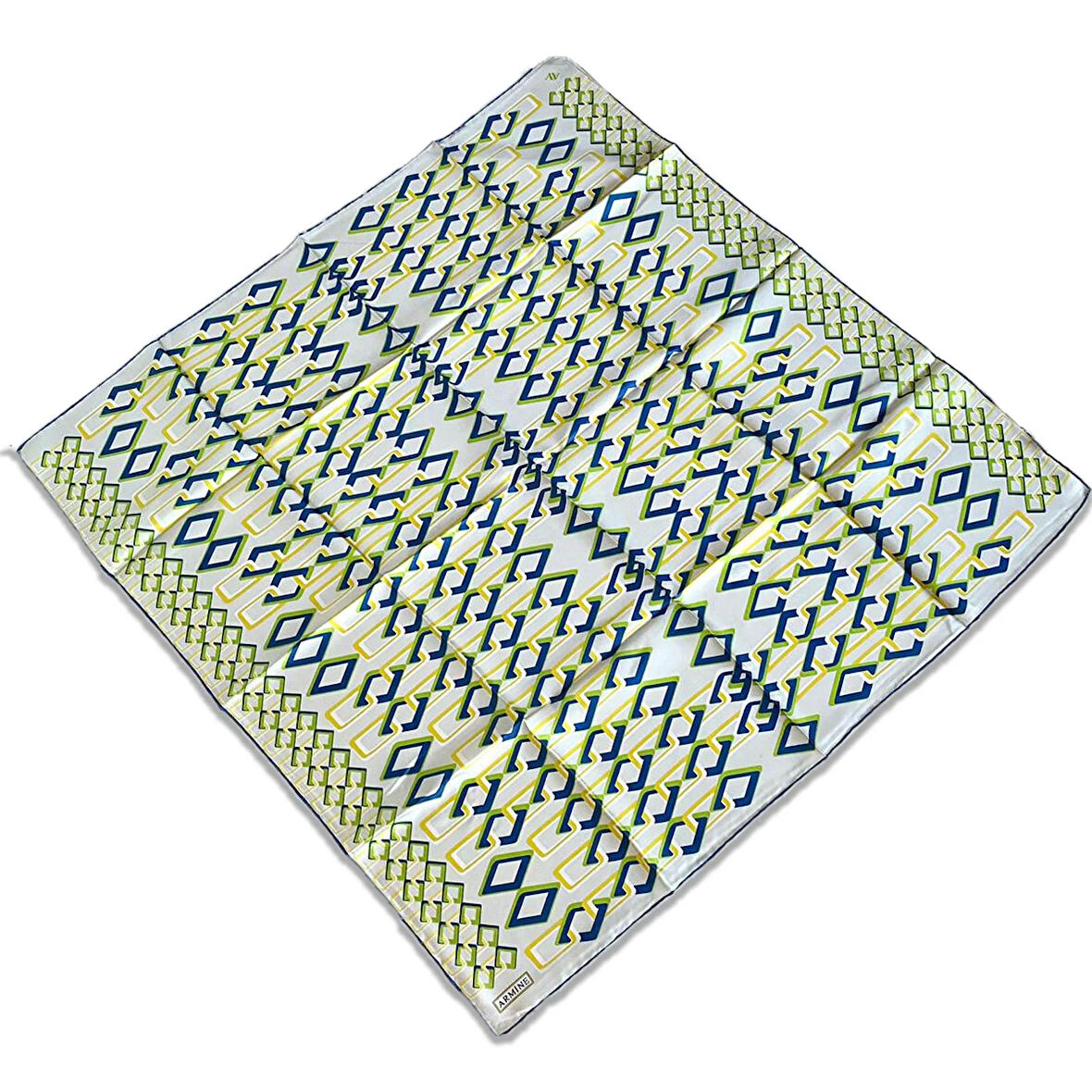 Armine Krem Geometrik Desen Tivil İpek Eşarp 9172-02