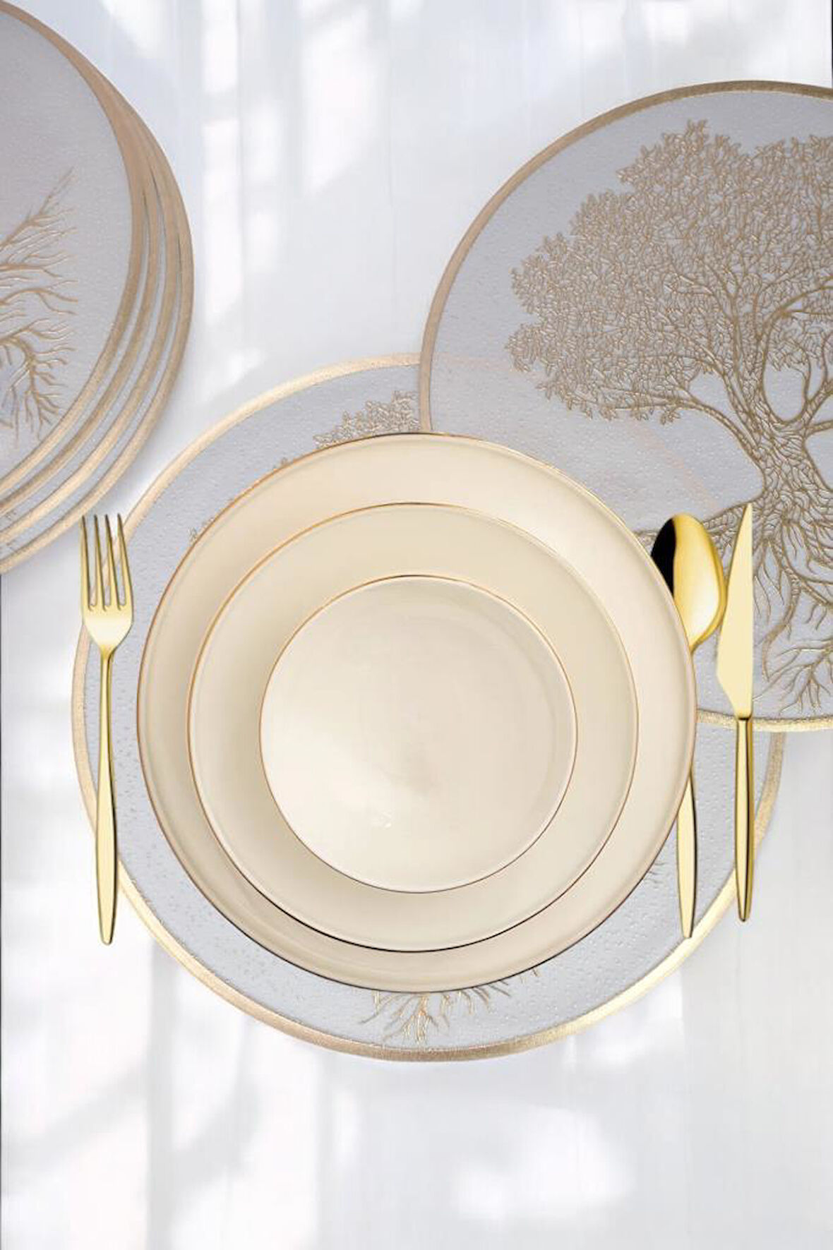 Digithome Acar 6’lı Amerikan Servisi Supla Yuvarlak Gold 38 Cm – ACR-284 C320.033