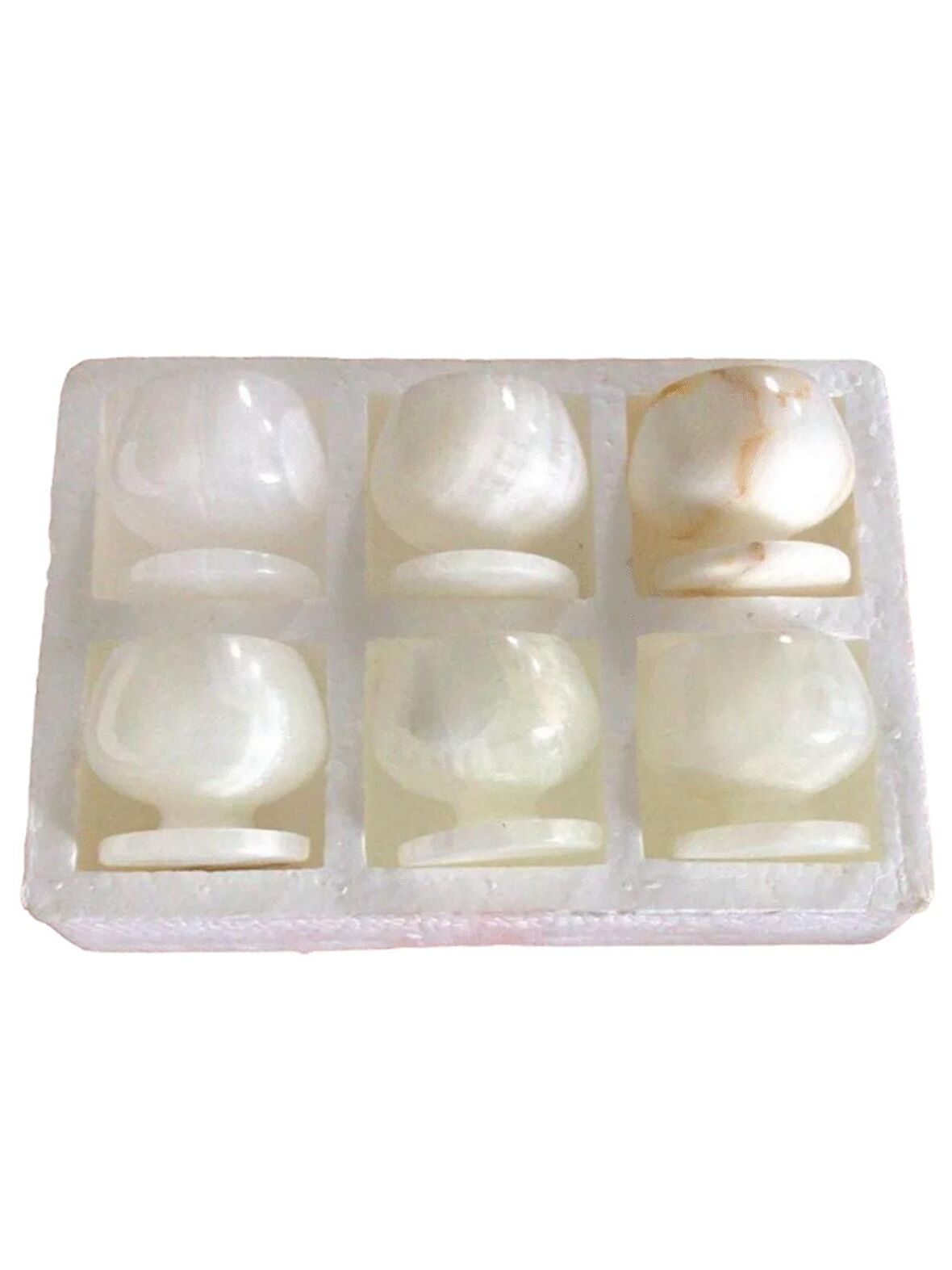 Agenor Mermer Onyx Kadeh Takımı 6 lı 4 cm Beyaz